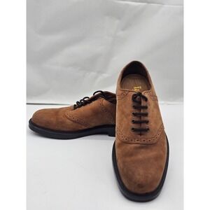 French Shriner Easyflex Mens Size 10.5 M Suede Lace Up Shoes Oxford Light Brown